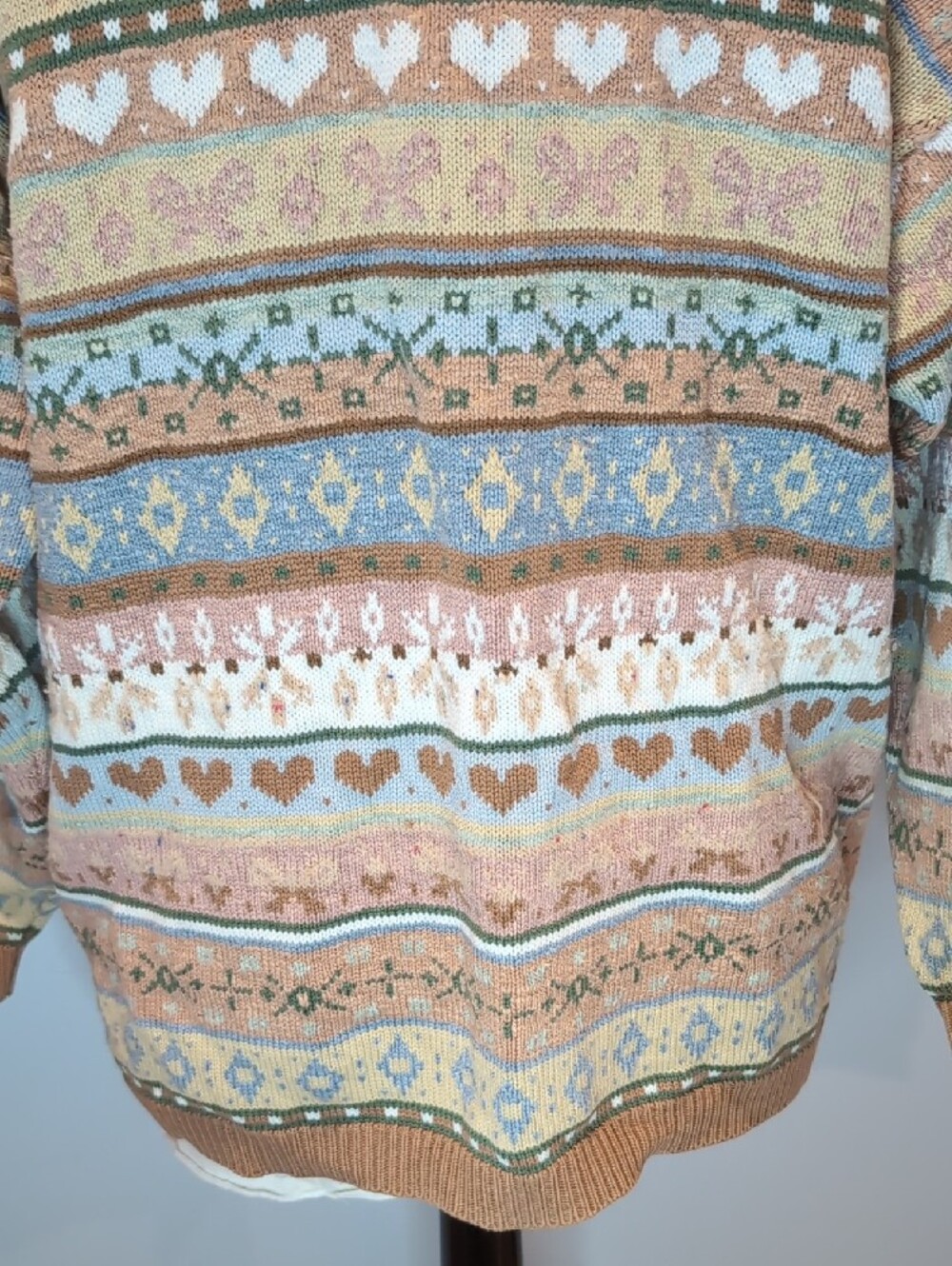 Vintage Jump Pink Pastel Patterned Cardigan Sweater 90's Grannycore Large - Picture 6 of 8